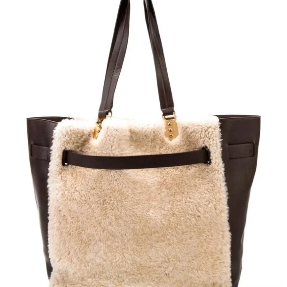 Christian Louboutin Brown and Cream Shearling Shoulder Bag - Picture 3 of 15